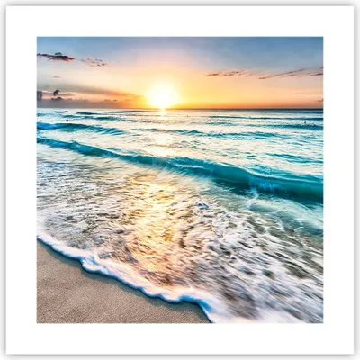 Produktbild von Poster - Poster ohne Rahmen - Meer Welle Strand - 40x40 cm - Wand Bild - Wanddeko - Wandbilder - Kunstposter - Wandposter - Bilder - Kunstdruck - Wanddekoration - Wandbild - P2XAC40x40-3621