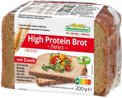 Produktbild von Mestemacher High Protein Eiweißbrot fein 5 Scheiben vegan 200g