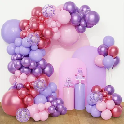 Produktbild von Luftballon Girlande Rosa Lila 108 Stück Konfetti Ballons für Geburtstagsdeko Babyparty Hochzeit