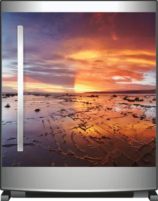 Produktbild von Wallario Sticker / Aufkleber für Kühlschrank / Geschirrspüler / Küchenschränke, selbstklebende Folie - 60 x 60 cm, Motiv: Wattwanderung am Meer bei Sonnenuntergang