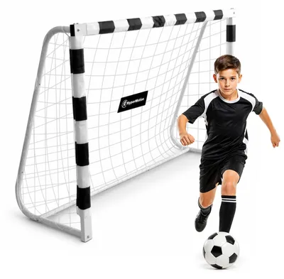 Immagine prodotto di Porta da calcio 180 x 120 cm, robusta porta in acciaio bianco, porta da calcio da giardino, porta da allenamento per bambini e famiglie