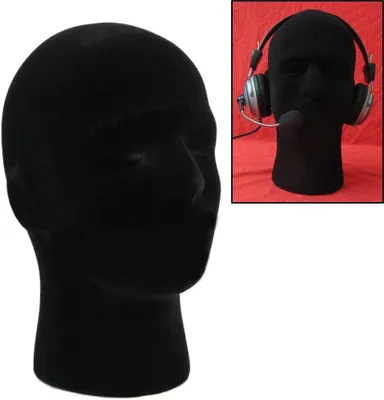 Productafbeelding van Mannequin Hoofd - Pruik Display - Accessoires Tonen - Lichtgewicht Foam - 56cm Hoofdomtrek - Zwart