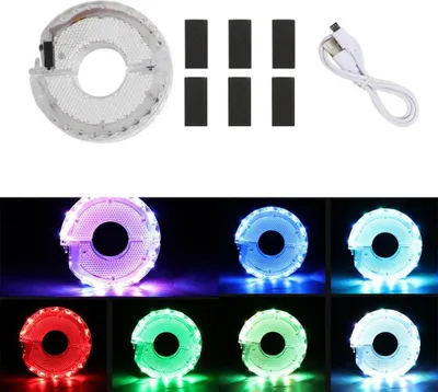 Immagine prodotto di Luci mozzo ruota bicicletta ricaricabile 7 colori 15 modalità LED ciclismo colorato Spoke per avviso di sicurezza e decorazione