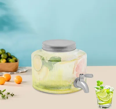 Image de Distributeur de boissons en verre 2,5 l pour réfrigérateur avec robinet, distributeur de boissons en verre, distributeur de boissons