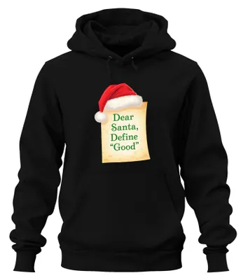Obrázek produktu pro Uni mikina s kapucí Dear Santa Define Good Christmas Funny Holiday Gift, černá, M