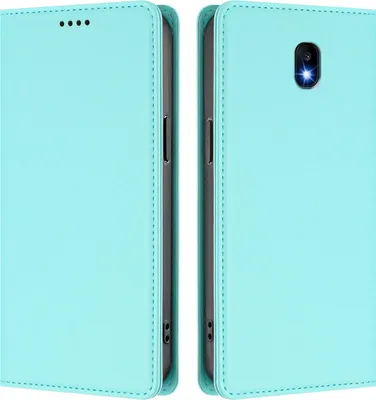 Image de Étui en cuir pour Samsung Galaxy J3 2017, étui à rabat magnétique en cuirPolyuréthaneavec support, vert menthe