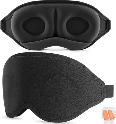 Produktbild von Schlafmaske für Seitenschläfer, 2024 Upgrade 3D Augenmaske Schlafmasken für Herren und Frauen, Lichtblockierende Schlafbrille mit Verstellbarem Gummiband für Reisen (Schwarz)