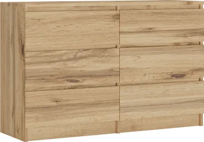 Obrázok produktu pre Komoda 6 zásuviek, farba: dub Wotan, 120 cm x 39 cm x 78 cm