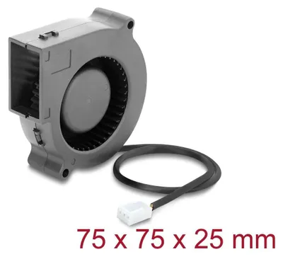 Produktbild von DELOCK Radiallüfter/Lüftergebläse 12V DC 75x75x25mm 3 Pin
