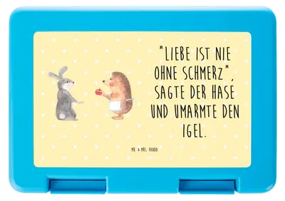 Produktbild von Mr. & Mrs. Panda Bentobox Hase Igel - Gelb Pastell - Geschenk, Tiere, Herzschmerz, Bento Box, Lunchbox, Liebe Spruch, Snackbox, Trennungsschmerz, Brot Aufbewahrungsbox