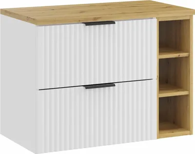 Zdjęcie produktu dla Szafka Łazienkowa 80 Cm Z Blatem Dąb Artisan I Otwartą Półką