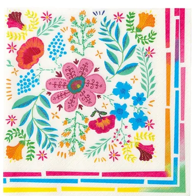 Papierservietten mit Blumenprint, 50 Stück, 33x33 cm, bunt
