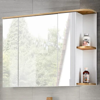 Produktbild von Badezimmer Spiegelschrank, CAMPOS-56 weiß mit Wotaneiche, B/H/T: ca. 94/71/20 cm