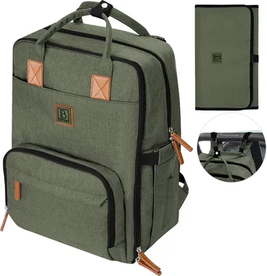 Produktbild von Brisby strapazierfähige Wickeltasche - Pflegetasche - mit Buggyhalterung - Grün