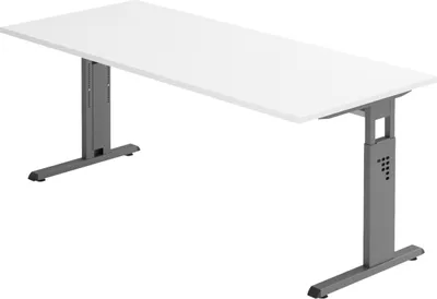 Produktbild von bümö Schreibtisch Serie-O - Nachbildung: Weiß, Gestell: Graphit, Größe:  180 x 80 cm