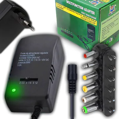Immagine prodotto di Alimentatore universale con 6 adattatori, 3V-12V, 3A, 3000mA, CA/CC, 30W, cavi di ricarica, alimentatore per notebook e laptop Retoo
