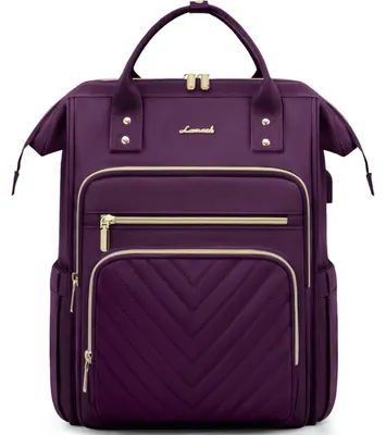 Immagine prodotto di Zaino da donna, 15,6 pollici, zaino da scuola per laptop, impermeabile, viola, zaino da viaggio, borsa da lavoro