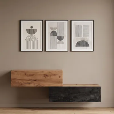 Produktbild von Planetmöbel Flur Möbel Garderobe Hängeschrank 2x 100 cm gold eiche / schwarz charcoal, Wandgarderobe hängend oder stehend