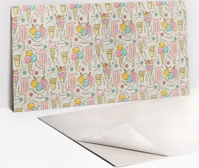 Produktbild von PVC-Wandschutz für die Küche - Stilvoller Schutz für Ihre Wände 100 x 50 Buntes Eis