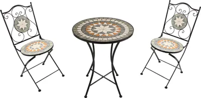 Immagine prodotto di AXI Amélie Set Bistrot da Balcone, 2 Sedie 1 Tavolo, Set Bistrò Veranda Mosaico Marrone Stella - Set Bistro da Giardino, Tavolo Bistro a Mosaico per Giardino/Balcone/Terrazza