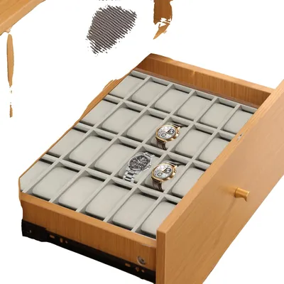 Obrázek produktu pro Hodinková krabička, 24 přihrádek, dřevěný design, šedá
