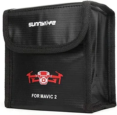 Produktbild von Sicherheitstasche für RC Batterien | Lipo Explosion Schutzhülle | feuerfeste Ladebeutel, Abmessungen 115 x 110 x 73 mm | für 2 DJI MAVIC 2 Akkus