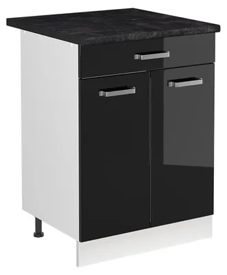 Obrázok produktu pre Spodná skrinka pod drez Vicco R-Line Čierny vysoký lesk/biely 60 cm pracovná doska antracitová, Model 73024