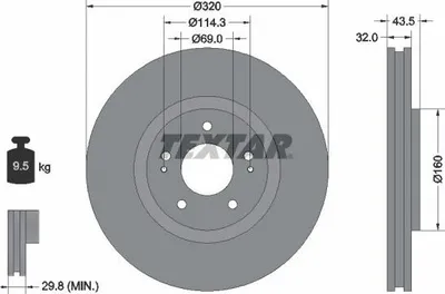 Produktbild von 2x TEXTAR Bremsscheibe 92169903 für MITSUBISHI Lancer VII Limousine (CS_A CT_A)