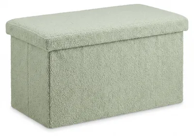 Zdjęcie produktu dla Ławka Relaxdays, z miejscem do przechowywania, obita pluszem, składana, tapicerowana, idealna do przedpokoju lub sypialni, wymiary: 38x76x38 cm, skrzynia na siedzisko, kolor: szałwiowy