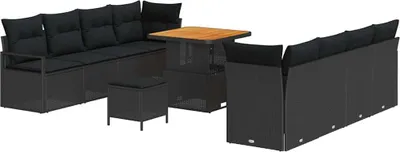 Zdjęcie produktu dla vidaXL Sofa ogrodowa z poduszkami i schowkiem czarna 80 x 80 x 71 cm