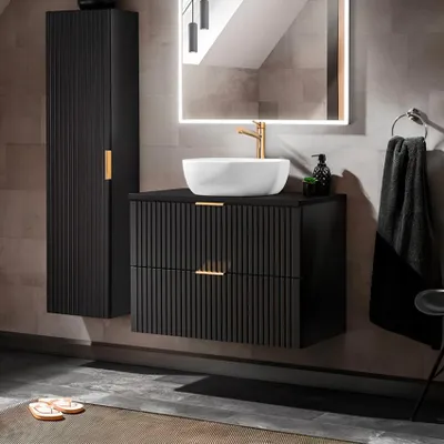 Productafbeelding van Moderne badkamerkast van 80 cm met wastafelblad en aanrechtblad