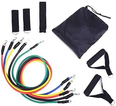 Produktbild von Fitness-Set mit 5 Widerstandsbändern und Zubehör