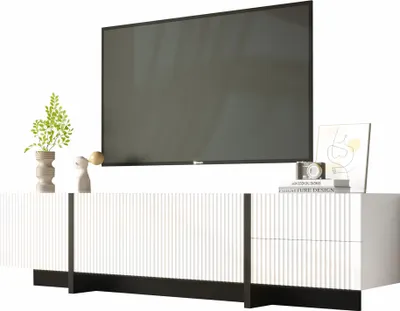 Image de Sweiko 190 cm Armoire TV avec 3 portes, 2 tiroirs