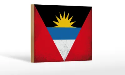 Produktbild von Holzschild Flagge Antigua und Barbuda 18x12cm Flag Vintage
