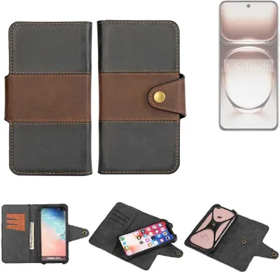 Produktbild von K-S-Trade Handyhülle Schutzhülle Hülle Bookstyle Wallet-Case kompatibel mit Oppo Reno12 Pro CPH2629 Bumper Rundumschutz schwarz-braun 1x