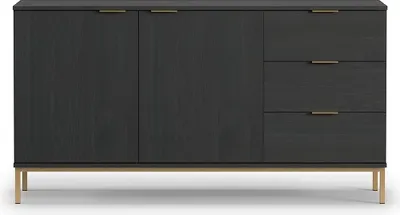 Produktbild von Furmeb24 - PULA K2D3SZ - Zweitrige Kommode mit Schubladen , gerade Metallbeine , Schwarz-Matt .