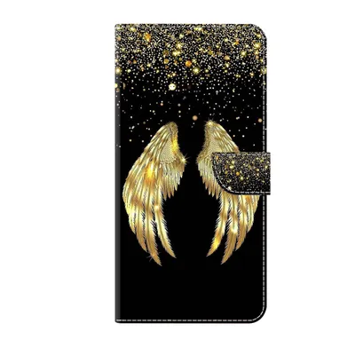 Produktbild von CLM-Tech Handyhülle kompatibel mit Xiaomi Redmi Note 14 Pro 5G Hülle - Tasche aus Kunstleder - Klapphülle mit Ständer und Kartenfächern - Schutzhülle Wallet Case Cover goldene Flügel