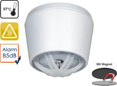 Produktbild von 10 Jahres Mini Hitzemelder mit Magnethalter, ideal für Küche oder Badezimmer