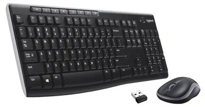 Produktbild von Logitech MK270, Volle Größe (100%), Kabelgebunden, RF Wireless, AZERTY, Schwarz, Maus enthalten