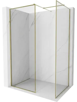 Obrázek produktu pro Mexen Kioto-F sprchová zástěna Walk-in s rámem 150 x 90 cm, transparentní 8 mm, zlatá - 800-150-202-04-50-090