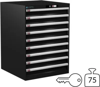 Produktbild von Lista Schubladenschrank - 78.648.060 - 1.000x717x725 mm (HxBxT) - 9 Schubladen - 75 kg - Key Lock - schwarz (NCS S 9000-N)