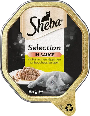 Produktbild von Sheba Selection in Sauce – Nassfutter mit Kaninchen in Sauce für ausgewachsene Katzen – 22 x 85g Katzennahrung