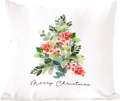 Produktbild von MuchoWow® Zierkissen Sofakissen Wohnzimmer Dekokissen 45x45 cm Weihnachten - Aquarell - Weihnachtsbaum - Schlafpolster - Polster für das Sofa
