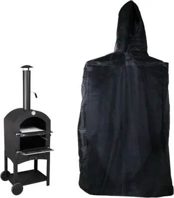 Produktbild von Pizzaofen-Abdeckung für den Außenbereich, Schutzhülle für Gartenöfen mit Kordelzug, wasserdicht, staubdicht, schwarzes Oxford-Gewebe, 45 × 65 × 165 cm