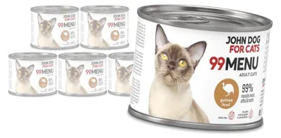 Zdjęcie produktu dla John Dog for Cats 99 Menu Mokra Karma Dla Dorosłych Kotów Z Perliczką 6x200g