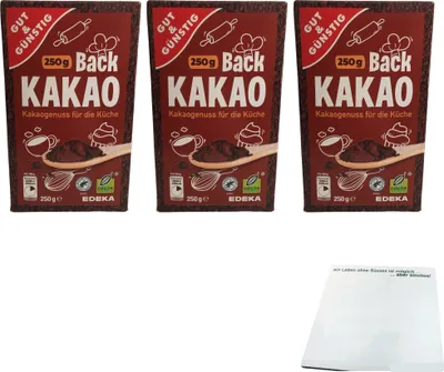 Produktbild von Gut & Günstig Back Kakao 3er Pack (3x250g Packung) + usy Block