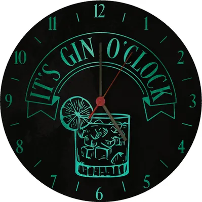 Produktbild von It's Gin O'Clock Wanduhr aus MDF mit blauer Schrift