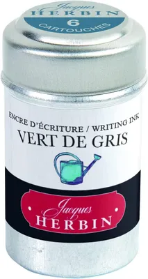 Imagen del producto de J. Herbin, Jacques Herbin, modelo 20107T: Paquete de 6 cartuchos de tinta para plumas estilográficas. Producto ecológico, sin residuos. Color: gris verdoso