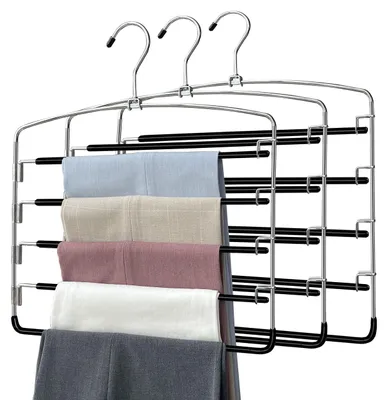 Hosenbügel-Set, 3er-Pack, 5 Ebenen, 4 drehbare Arme, Metall