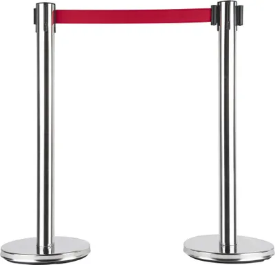 Zdjęcie produktu dla Słupek odgradzający ze stali nierdzewnej zestaw 2 czerwonych pasków 200cm 95198